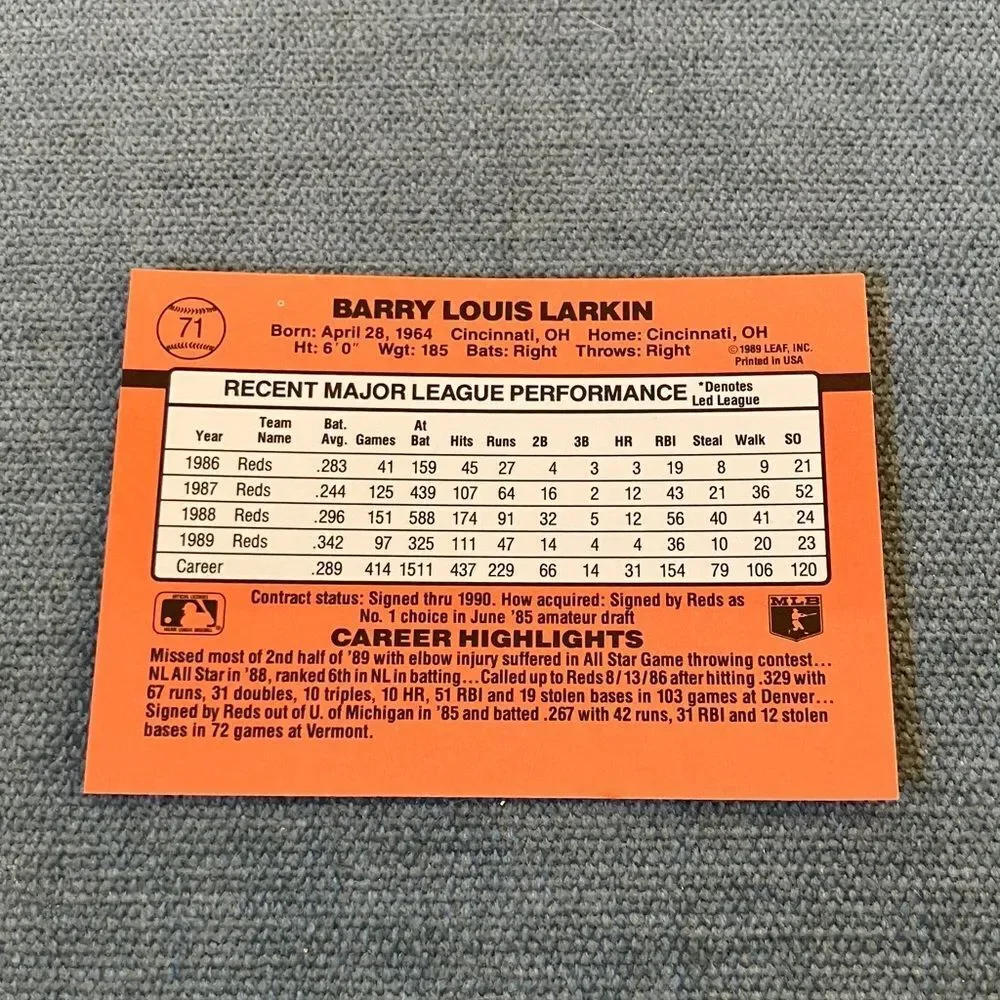 1990 Donruss Cincinnati Reds Baseball Card Trading Card